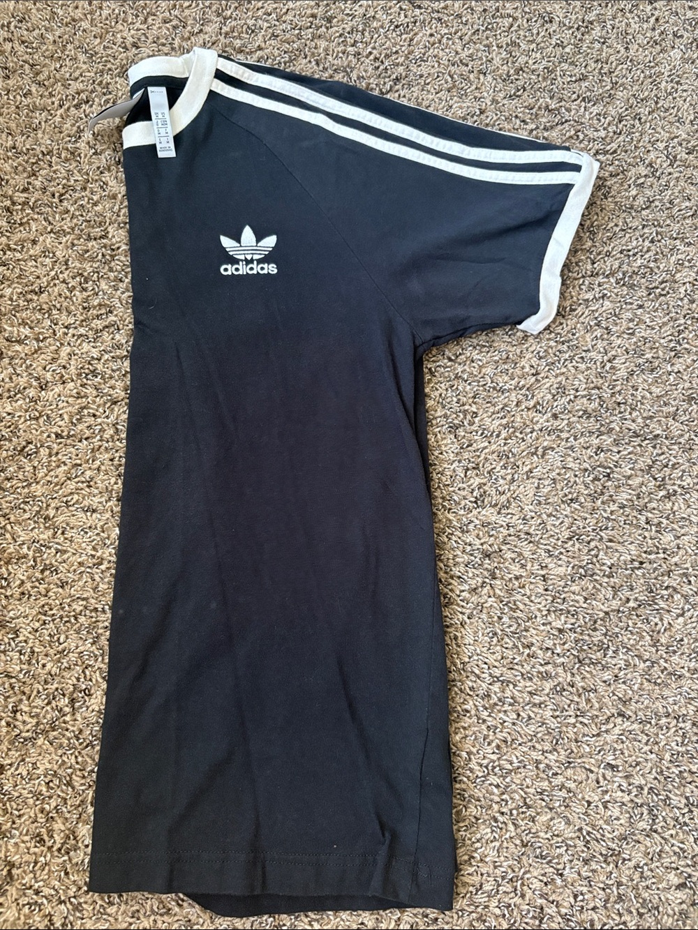 adidas Black Tee with White Trefoil and Stripes
